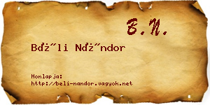 Béli Nándor névjegykártya